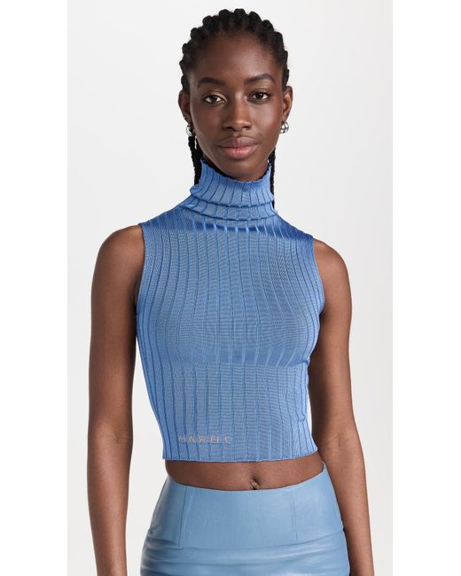 Marni Blue Turtleneck Sleeveless Sweater