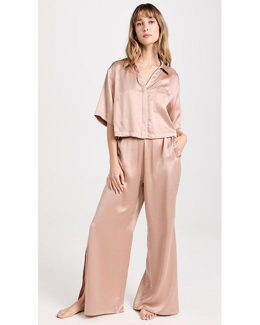 Lunya Washable Silk High Rise Pants Set in Pink | Lyst