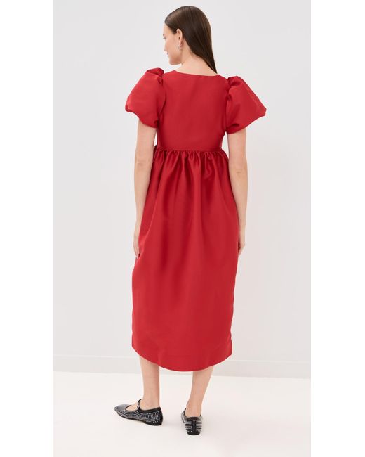 aligne red dress ALIGNE Ivy Puff Sleeve Dress in Red