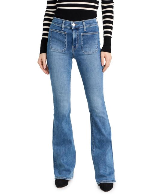 Veronica Beard Blue Beverly Skinny Flare Jeans With Patch