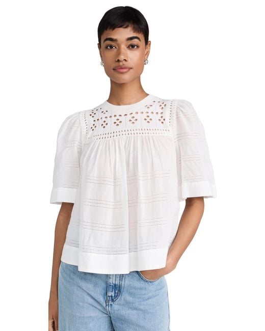 Sea White Emie Pointee Knit Combo Top