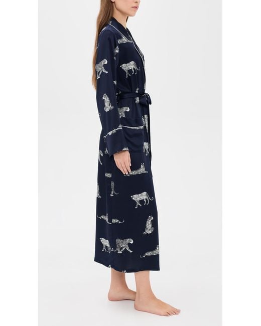 Petite Plume Blue Silk Panthere De Nuit Robe