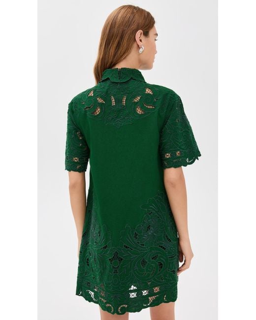 Sea Green Ceci Embroidery Shirt Dress