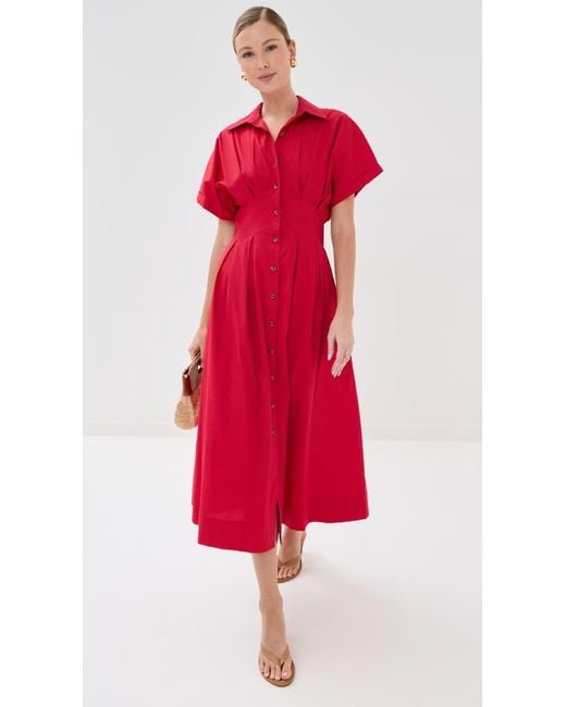 Le Bos Red Roberta Button Down Dress