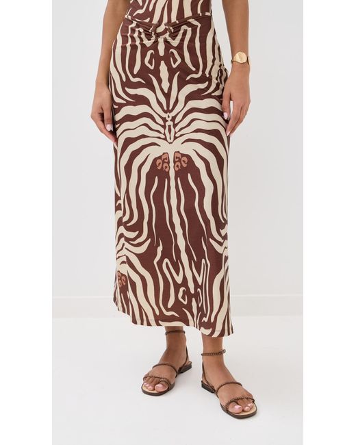 Johanna Ortiz Natural Shimmering Mocca Keel Midi Skirt