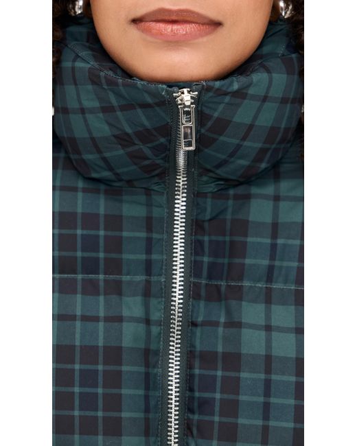 Moon River Blue Plaid Puffer Jacket