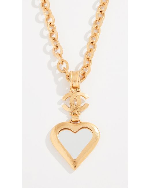 What Goes Around Comes Around Metallic Chanel Heart Mirror Necklace
