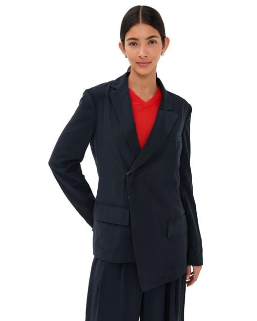 Tibi Blue Relaxed Suiting Assymetrical Wrap Blazer