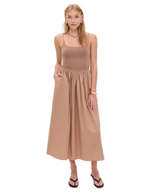Le Bos Natural Alix Mixed Fabric Tank Dress