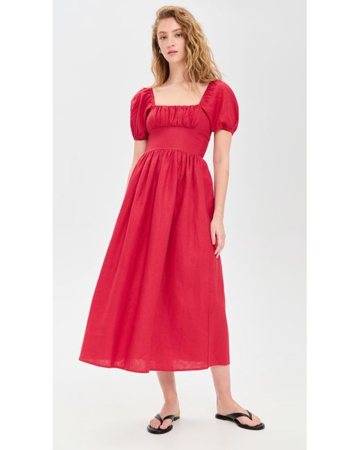 Faithfull The Brand Red Dalia Midi Dress