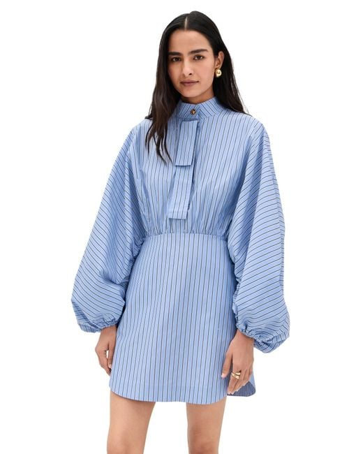 Zimmermann Blue Drawstring Stripe Mini Dress