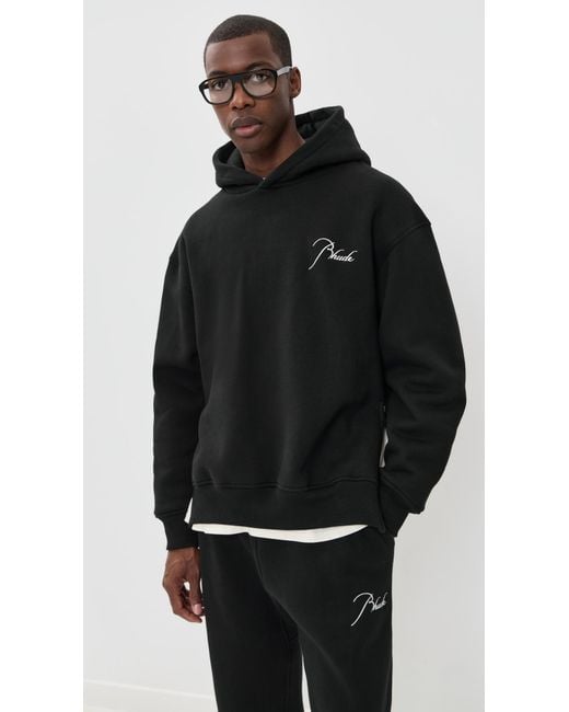 Rhude Black Classique Side Zip Pullover Hoodie for men