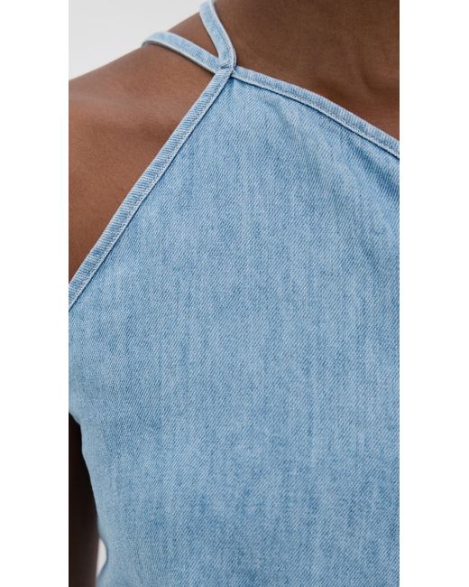 Closed Blue Wrap Top