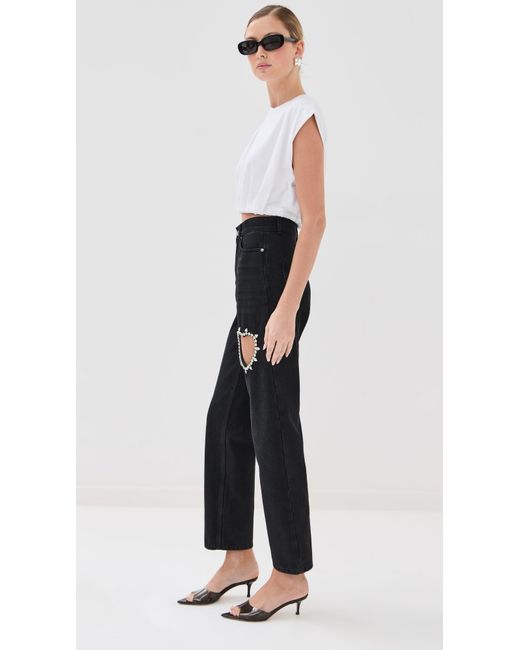 Area Black Crystal Heart Jeans