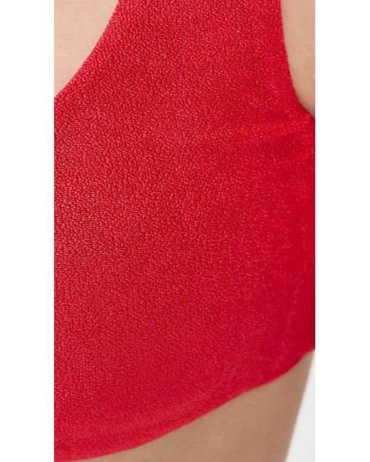 JADE Swim Red Rounded Edges Bikini Top
