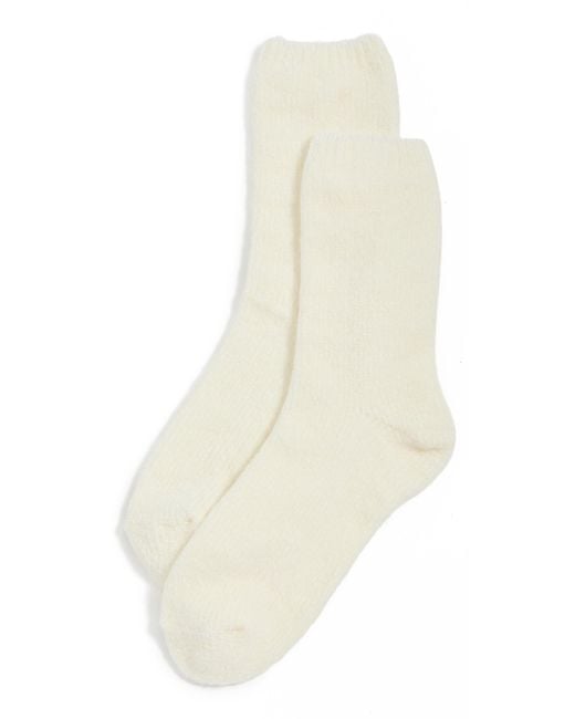 Stems White Fuzzy Crew Socks