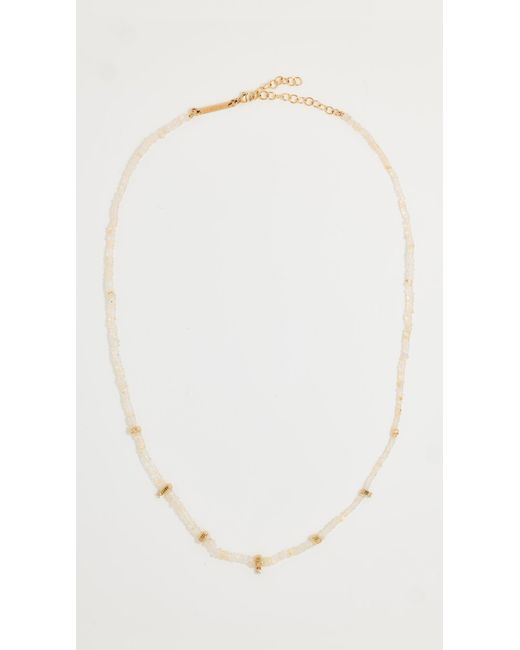 Zoe Chicco White 14k Fire Opal Rondelle Bead Diamond Necklace