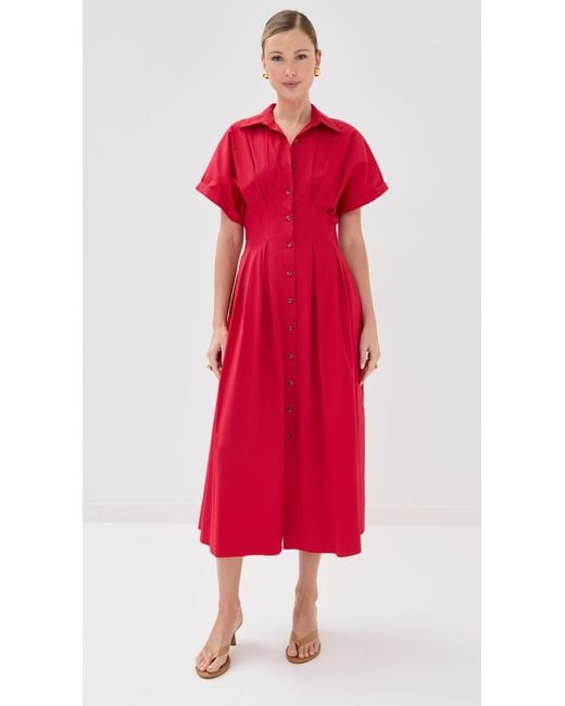 Le Bos Red Roberta Button Down Dress