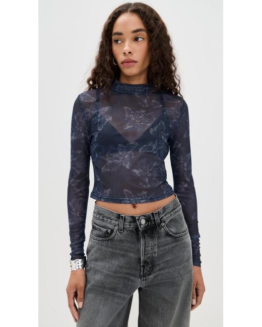 MINKPINK Blue Iris Mesh Top