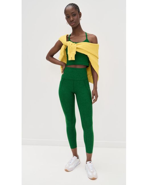 Beyond Yoga Green Spacedye Out Of Pocket High Waisted Midi Legging