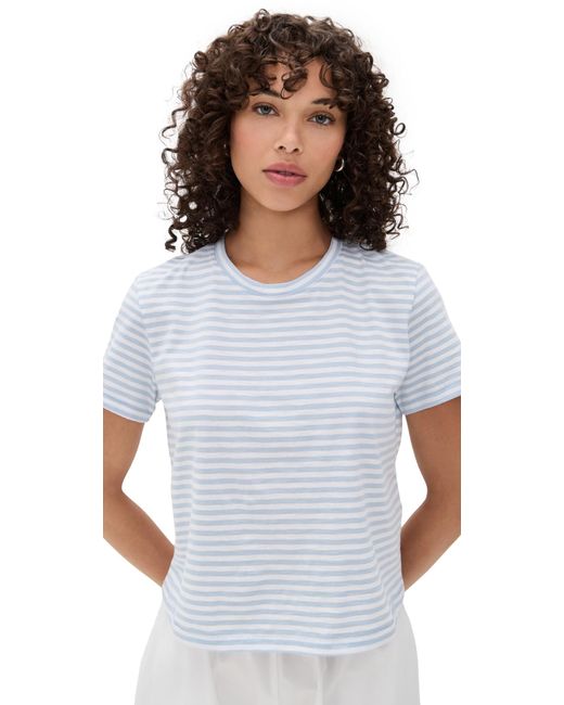 Madewell White Boxy Stripe Crop Tee