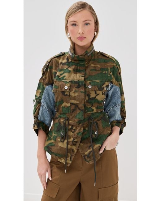 3.1 Phillip Lim Green Patchwork Camo Ripstop Cinched Utility Jacket