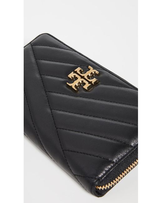 Tory Burch Leather Kira Chevron Zip Continental Wallet In Black Lyst
