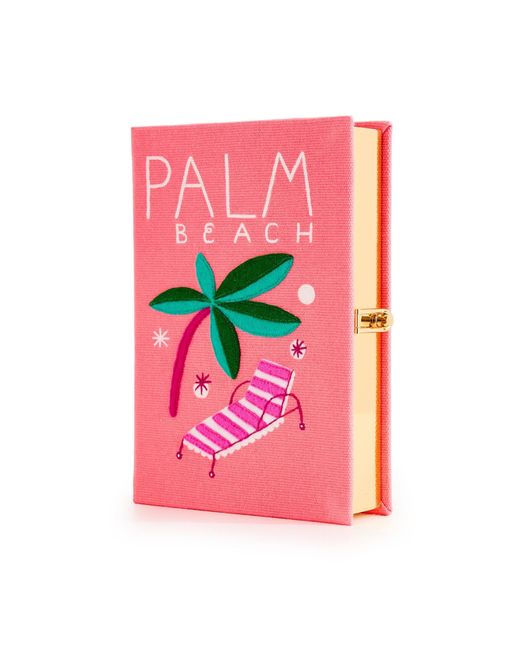 Olympia Le-Tan Pink Palm Beach Madalina Book Clutch