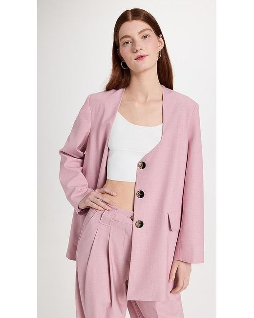 Ganni Pink Drapey Melange Oversized Blazer