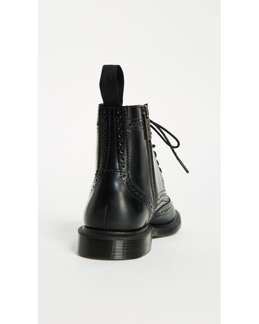 dr martens delphine brogue black leather lace up flat ankle boots