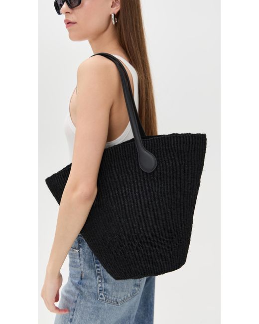 Liffner Black Straw Basket Bag