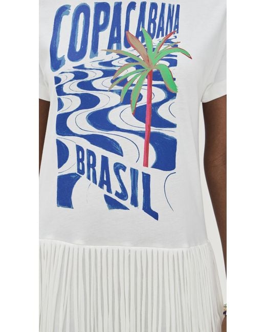 Farm Rio White Copacabana Fringes T-Shirt Dress