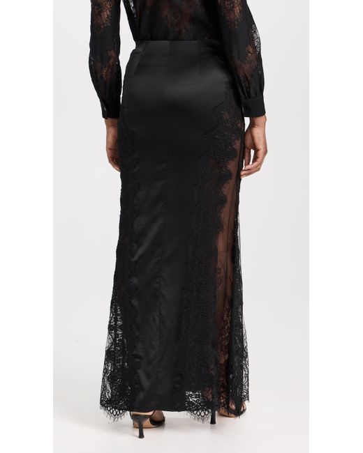 L'Agence Black Minka Long Lace Panel Skirt