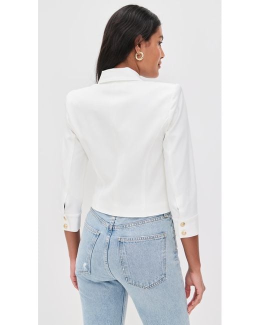L'Agence White Kumi Cropped Fitted Jacket