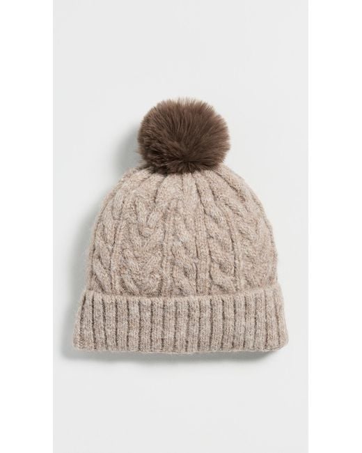 Hat Attack Natural Alpine Cable Beanie With Pom