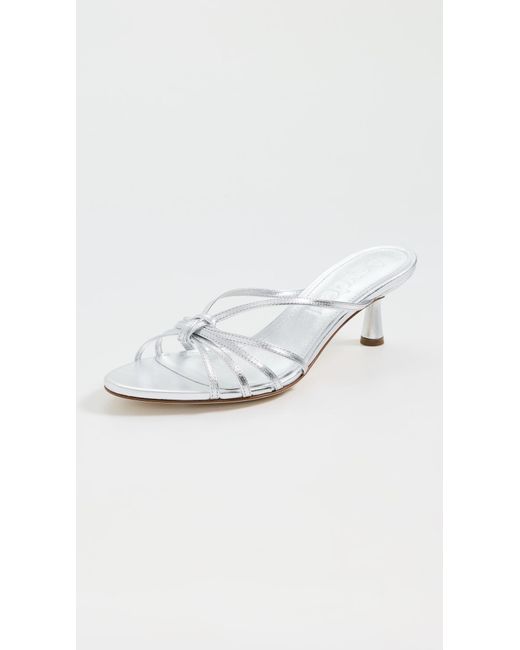 Aeyde White Abby Laminated Nappa Leather Sandals