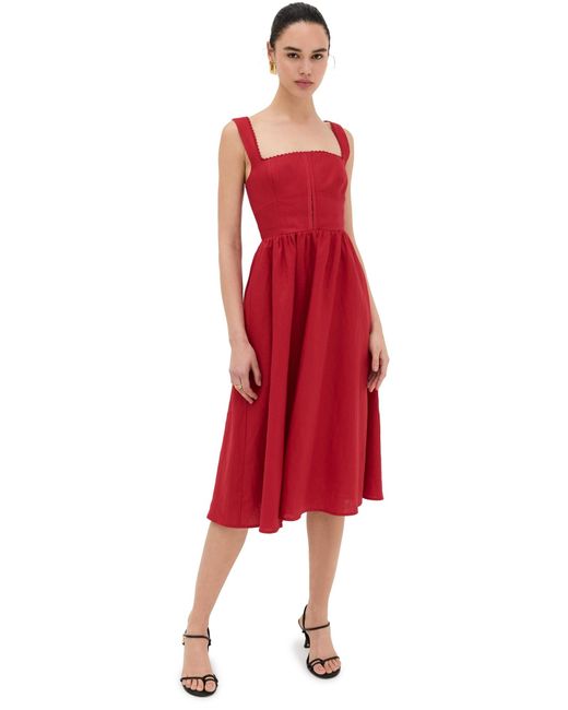 Reformation Red Tagliatelle Linen Dress