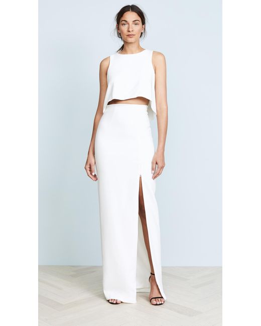 2 piece white maxi dress