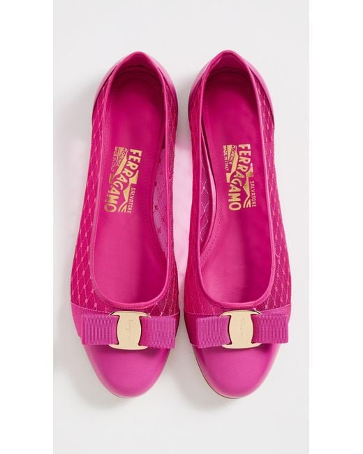Ferragamo Pink Varina Mesh Ballet Flats