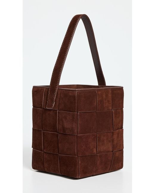 Loeffler Randall Brown Laith Wide Woven Top Handle Bucket Bag