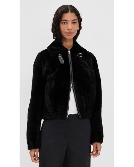 Helmut Lang Black Shearling Bomber Jacket