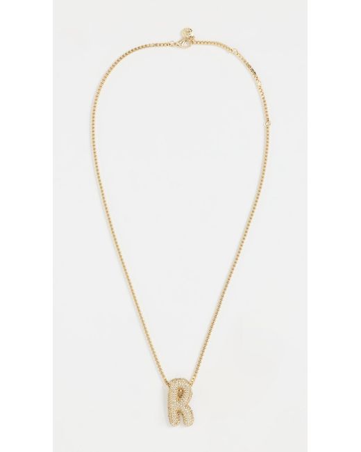 BaubleBar White Pave Bubble Initial Necklace