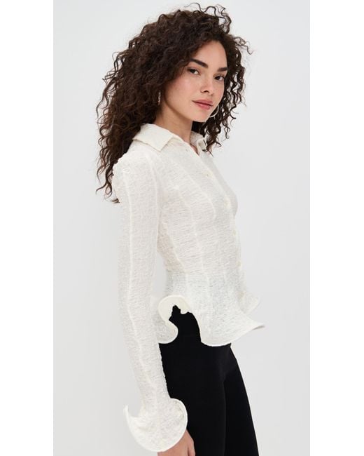 MSGM White Cardigan With Flutter Detail