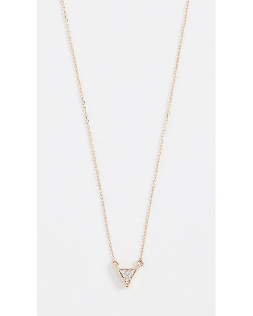 Adina Reyter White 14k Super Tiny Solid Pave Triangle Necklace