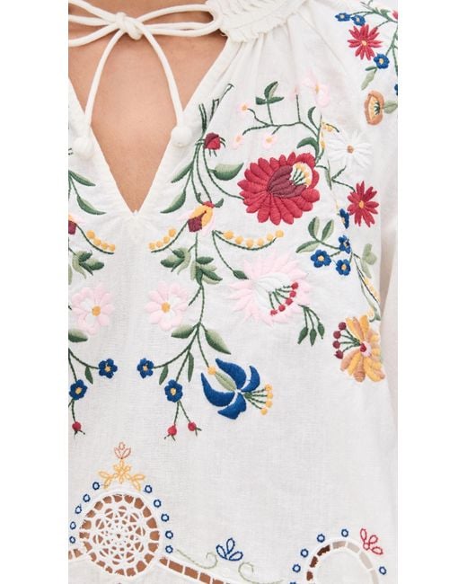 Sea White Celia Embroidery Short Sleeve Top