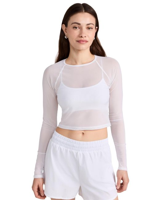 Beyond Yoga White How Off Meh Long Leeve Cropped Top