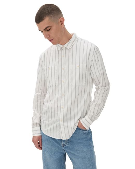 Vince White Port Stripe Double Pocket Shirt for men