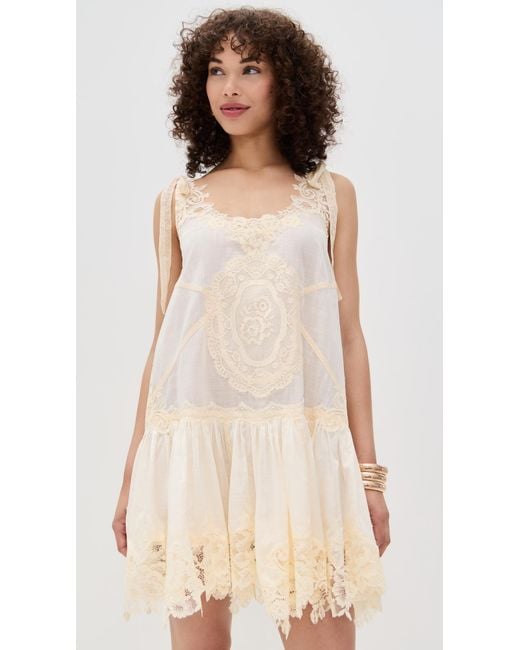 Zimmermann Cascadian Lace Mini Dress in Natural | Lyst