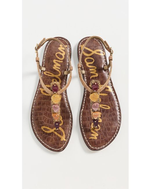 Sam Edelman Multicolor Gigi Stone Sandals Amber Multi/Cuoio Stone, Synthetic
