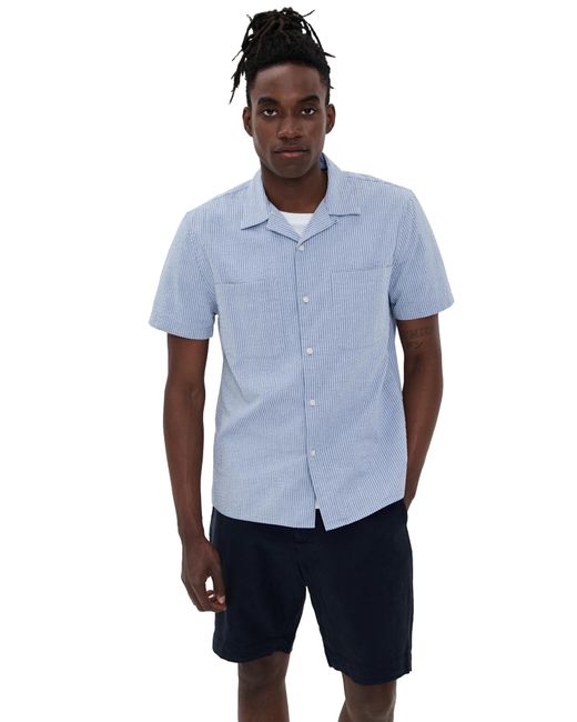 Vince Blue Seersucker Camp Shirt for men